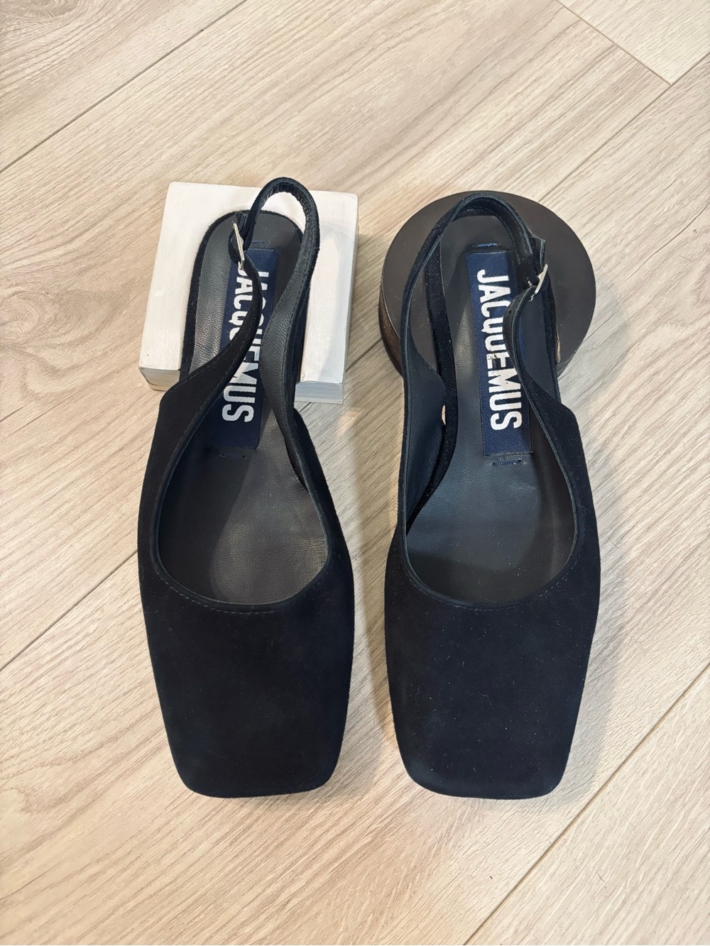 Jacquemus Black Suede Slingback Pumps